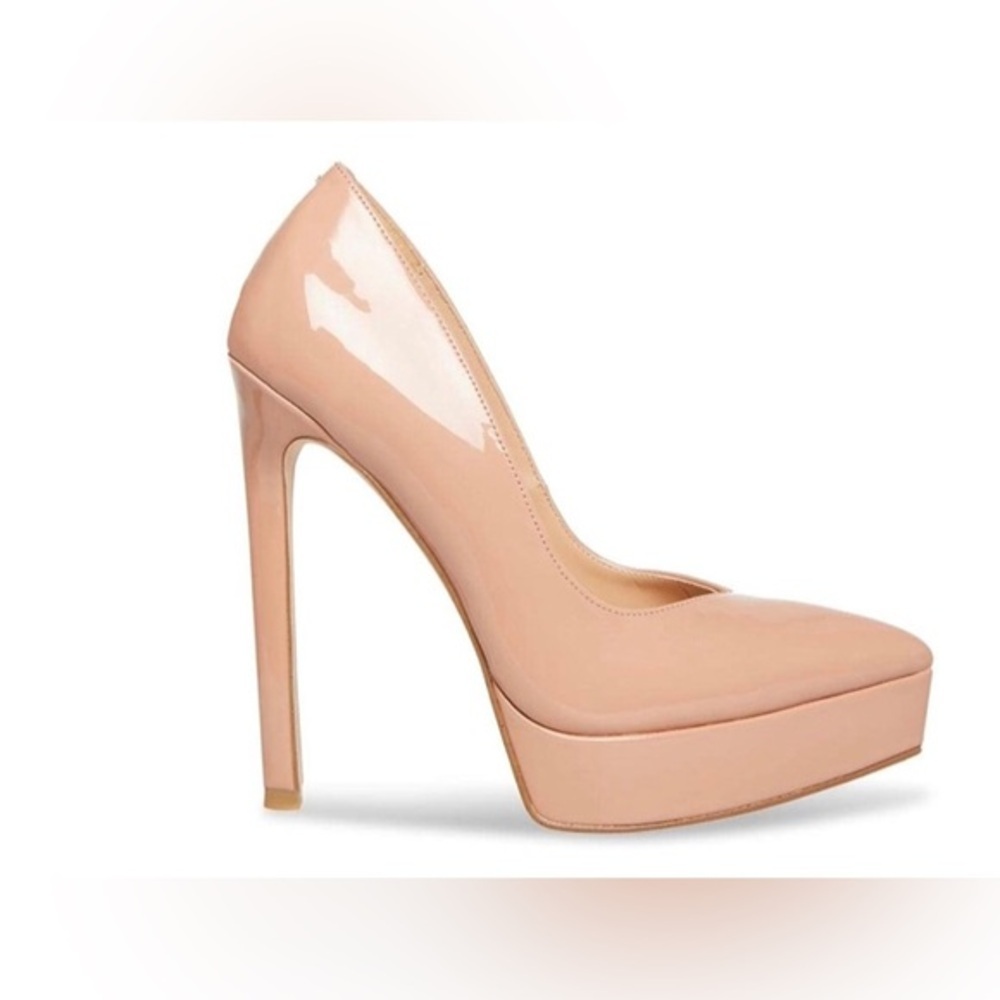 Madden girl nude blush patent lidia‎ almond toe platform stiletto heels size 10
